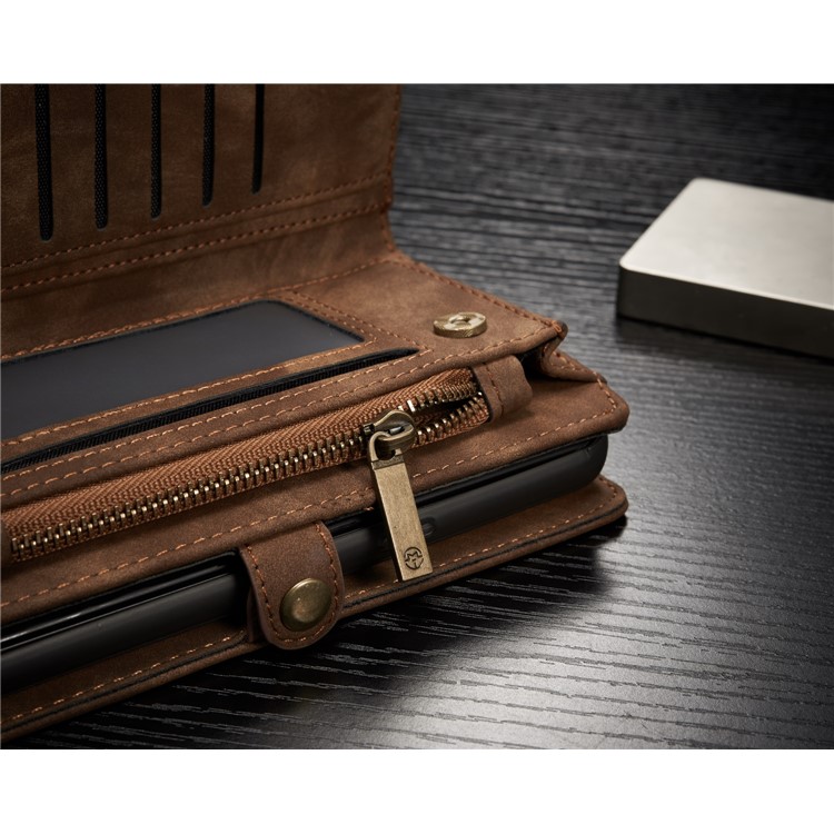 CASEME Detachable 2-in-1 Wallet Split Leather Shell for Samsung Galaxy S8+ G955 - Brown-15