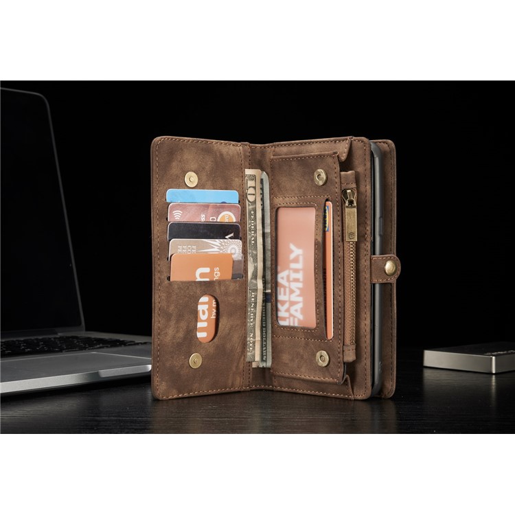 CASEME Detachable 2-in-1 Wallet Split Leather Shell for Samsung Galaxy S8+ G955 - Brown-19