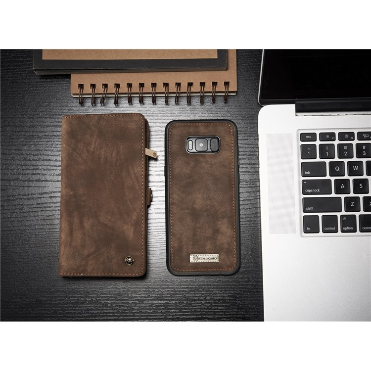 CASEME Detachable 2-in-1 Wallet Split Leather Shell for Samsung Galaxy S8+ G955 - Brown-2