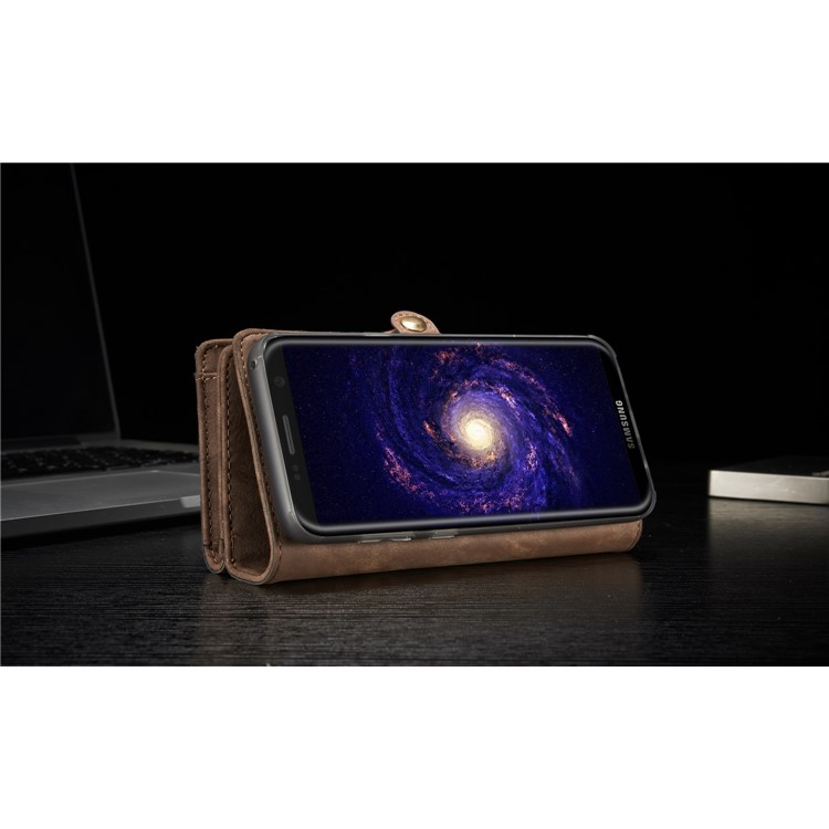 CASEME Detachable 2-in-1 Wallet Split Leather Shell for Samsung Galaxy S8+ G955 - Brown-20