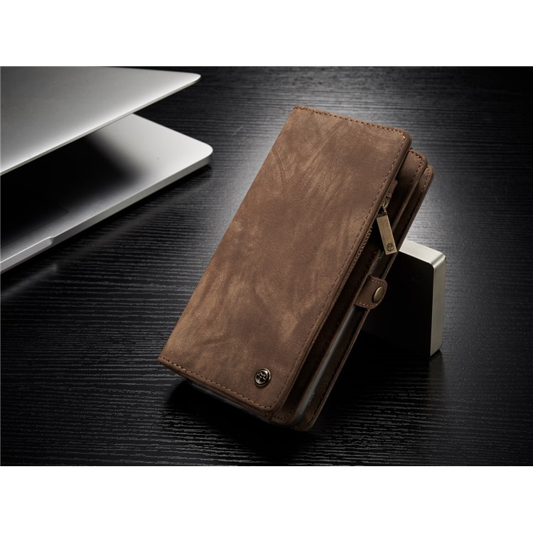 CASEME Detachable 2-in-1 Wallet Split Leather Shell for Samsung Galaxy S8+ G955 - Brown-6