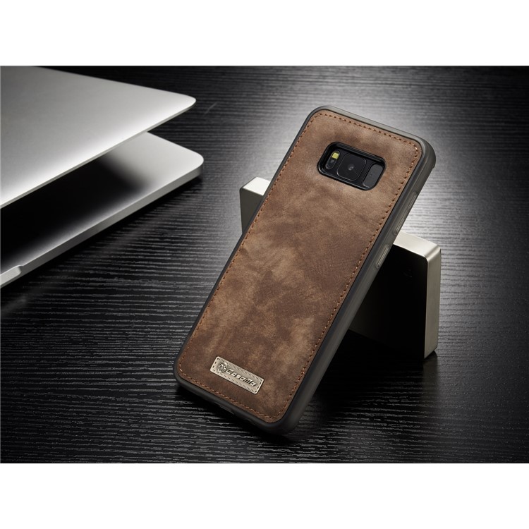 CASEME Detachable 2-in-1 Wallet Split Leather Shell for Samsung Galaxy S8+ G955 - Brown-7