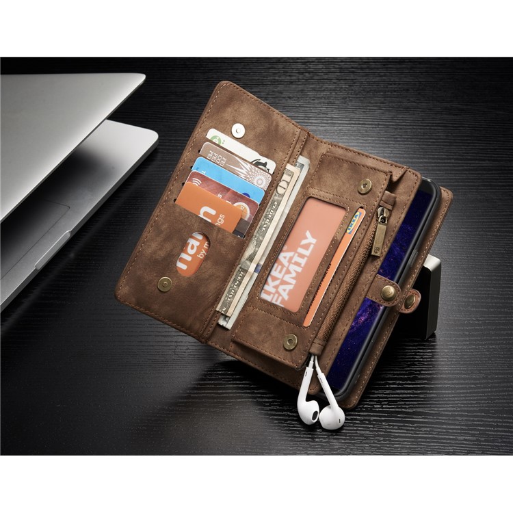 CASEME Detachable 2-in-1 Wallet Split Leather Shell for Samsung Galaxy S8+ G955 - Brown-8