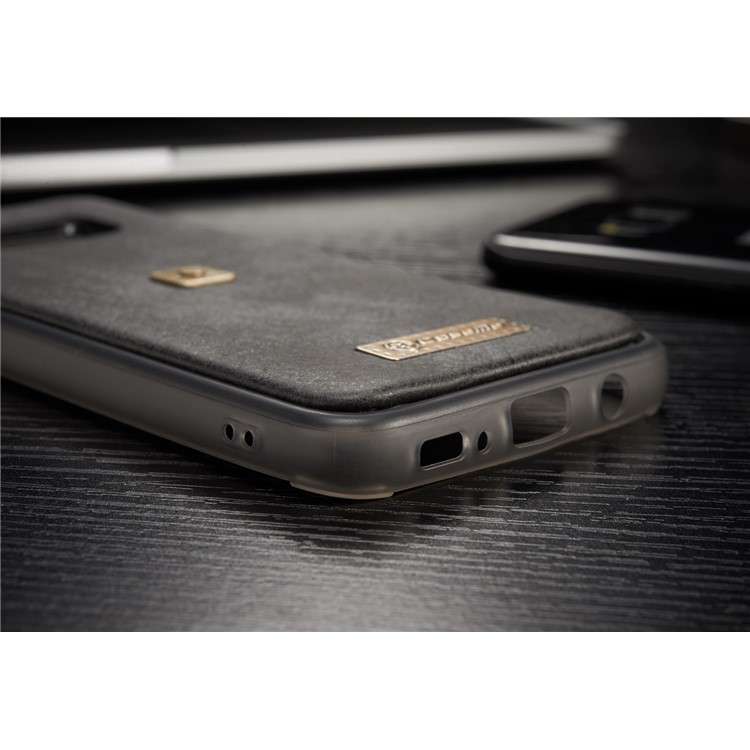 CASEME Detachable 2-in-1 Metal Clip Retro Split Leather Wallet Phone Case for Samsung Galaxy S8 - Black-11