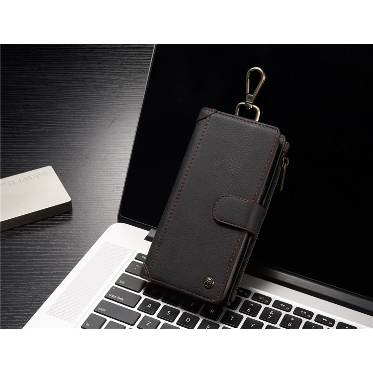 CASEME Detachable 2-in-1 Metal Clip Retro Split Leather Wallet Phone Case for Samsung Galaxy S8 - Black-8