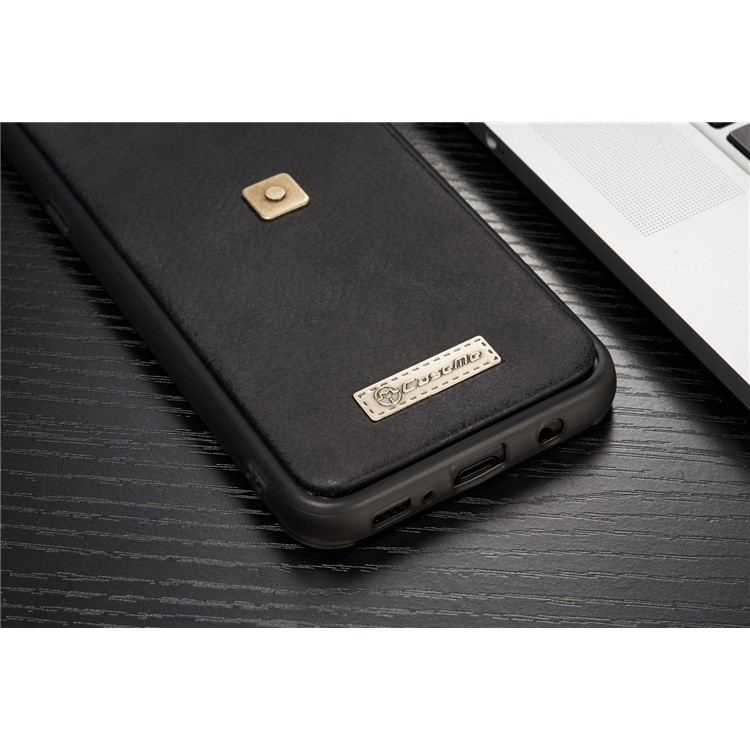 CASEME Detachable 2-in-1 Metal Clip Retro Split Leather Wallet Phone Case for Samsung Galaxy S8 - Black-9