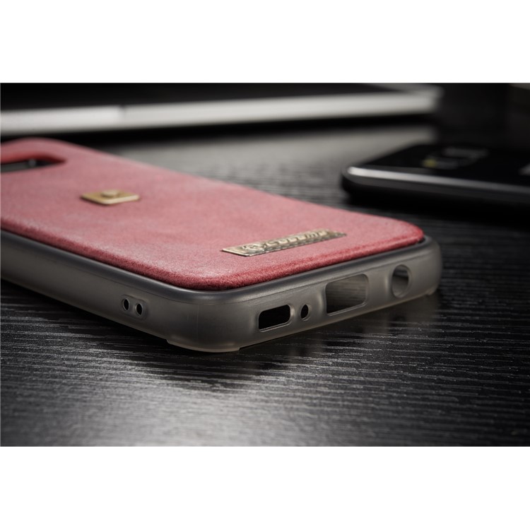 CASEME Detachable 2-in-1 Metal Clip Retro Split Leather Wallet Cover for Samsung Galaxy S8 - Red-10