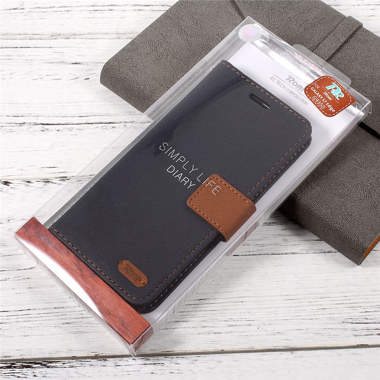 ROAR KOREA Twill Grain PU Leather Phone Case for Samsung Galaxy S7 edge SM-G935 - Black-10