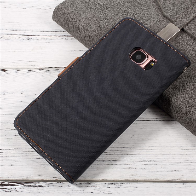 ROAR KOREA Twill Grain PU Leather Phone Case for Samsung Galaxy S7 edge SM-G935 - Black-2