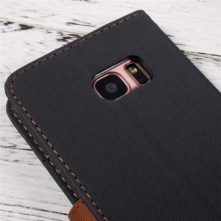 ROAR KOREA Twill Grain PU Leather Phone Case for Samsung Galaxy S7 edge SM-G935 - Black-5