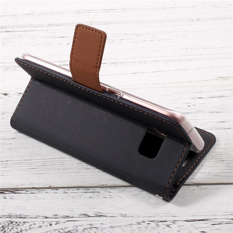 ROAR KOREA Twill Grain PU Leather Phone Case for Samsung Galaxy S7 edge SM-G935 - Black-7