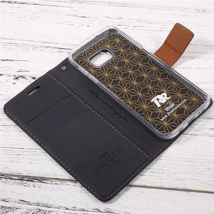 ROAR KOREA Twill Grain PU Leather Phone Case for Samsung Galaxy S7 edge SM-G935 - Black-9