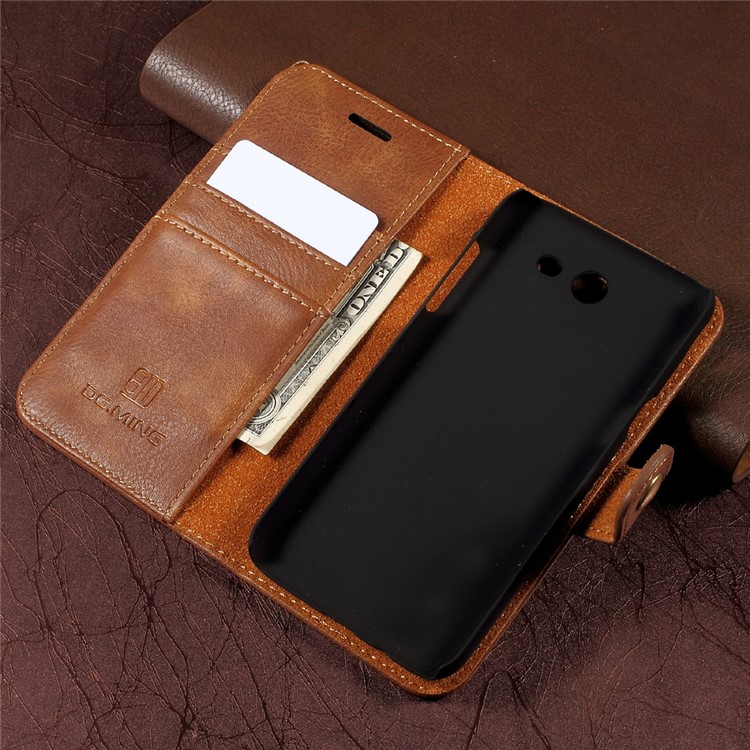 DG.MING Detachable 2 in 1 Split Leather Wallet Cover Case for Samsung Galaxy J3 Emerge/J3 Prime/J3 (2017) - Brown-4
