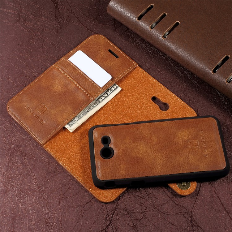 DG.MING Detachable 2 in 1 Split Leather Wallet Cover Case for Samsung Galaxy J3 Emerge/J3 Prime/J3 (2017) - Brown-5