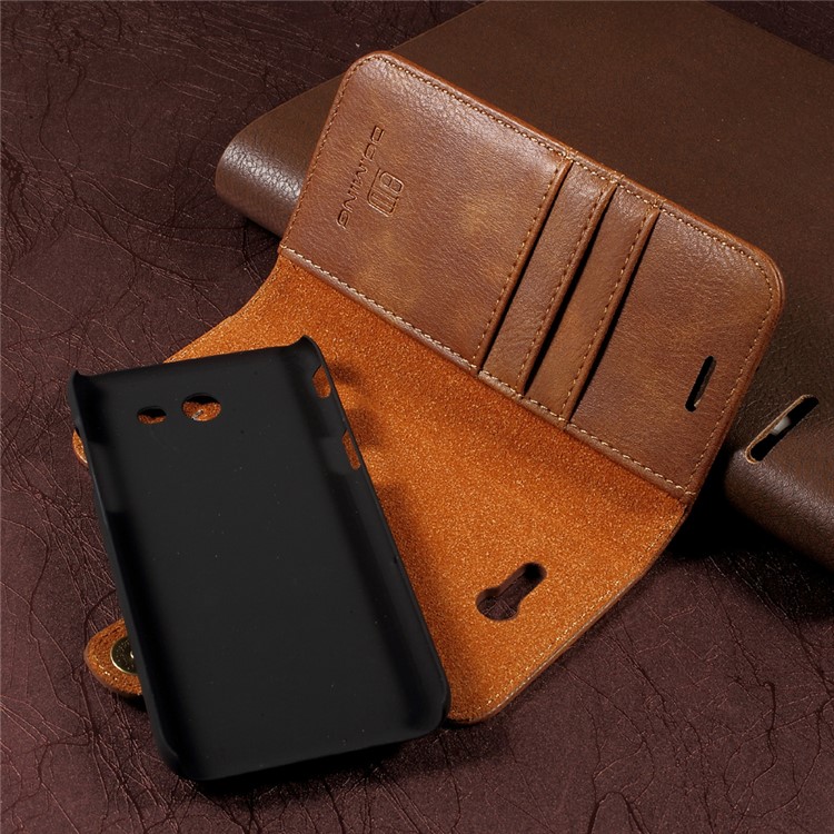 DG.MING Detachable 2 in 1 Split Leather Wallet Cover Case for Samsung Galaxy J3 Emerge/J3 Prime/J3 (2017) - Brown-6