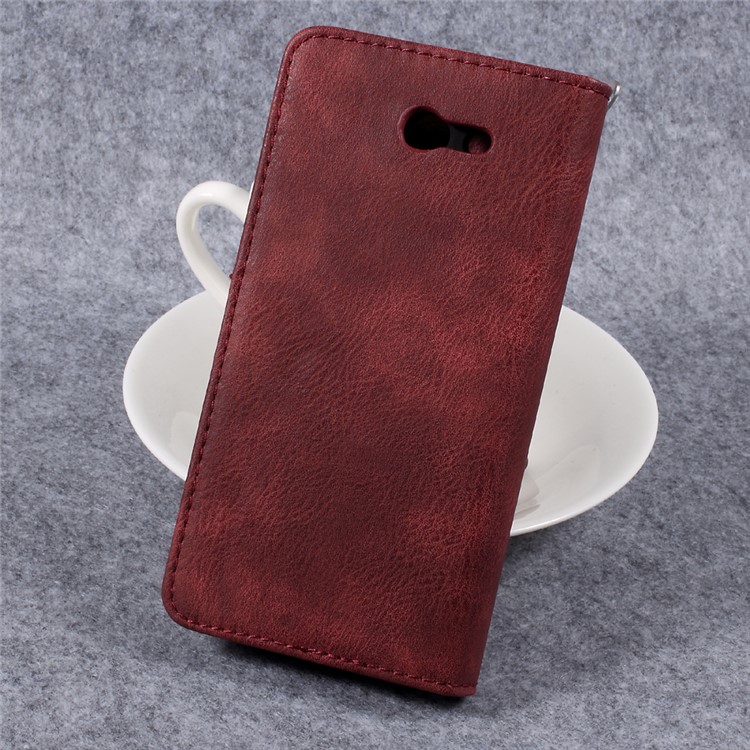 DG.MING Detachable 2 in 1 Split Leather Wallet Cover for Samsung Galaxy J7 (2017) - Red-2