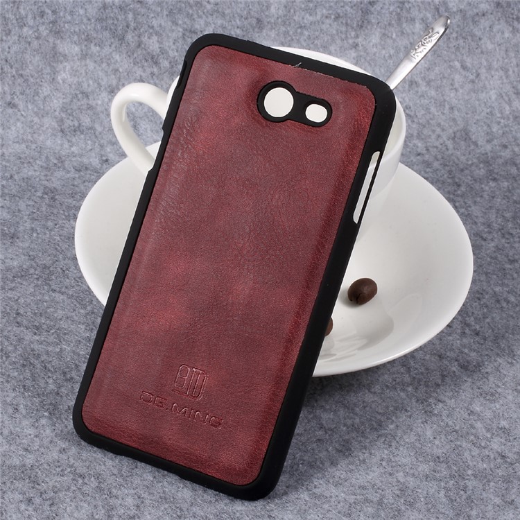 DG.MING Detachable 2 in 1 Split Leather Wallet Cover for Samsung Galaxy J7 (2017) - Red-7