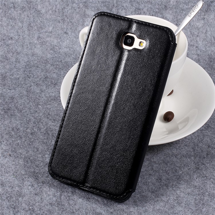 ROAR KOREA Noble View Window Leather Phone Case with Stand for Samsung Galaxy J7 Prime/On7 2016 - Black-2