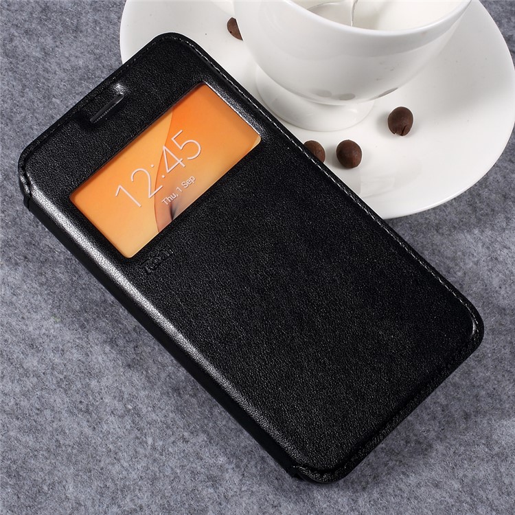 ROAR KOREA Noble View Window Leather Phone Case with Stand for Samsung Galaxy J7 Prime/On7 2016 - Black-3