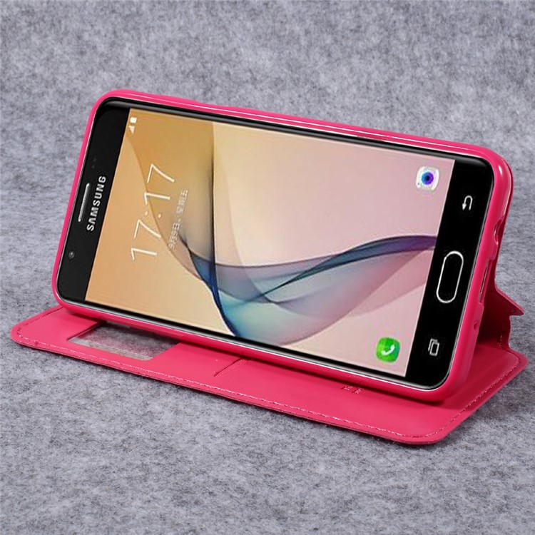 ROAR KOREA PU Leather Stand View Window Case with Slot for Samsung J5 Prime/On5 2016 - Rose-4