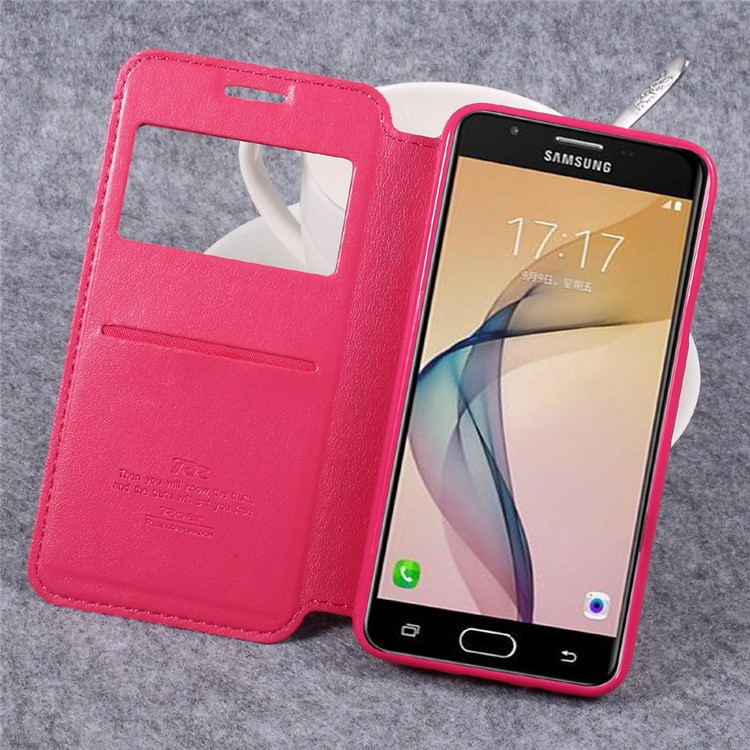 ROAR KOREA PU Leather Stand View Window Case with Slot for Samsung J5 Prime/On5 2016 - Rose-6