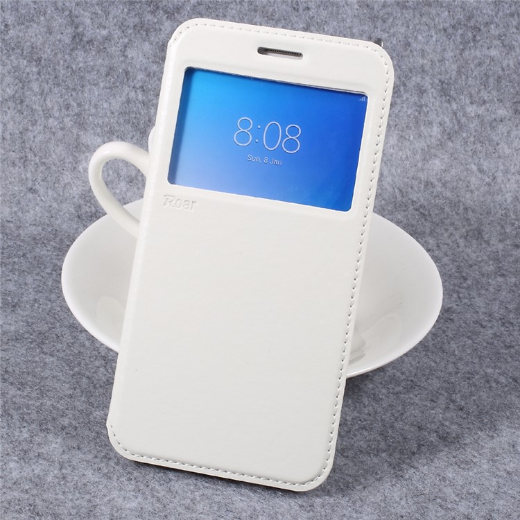 ROAR KOREA Noble Leather View Window Phone Case for Samsung Galaxy C7 Pro - White-1