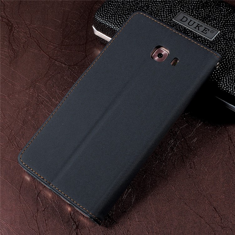 ROAR KOREA Twill Grain PU Leather Wallet Phone Case for Samsung Galaxy C9 Pro - Black-2