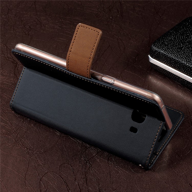 ROAR KOREA Twill Grain PU Leather Wallet Phone Case for Samsung Galaxy C9 Pro - Black-4