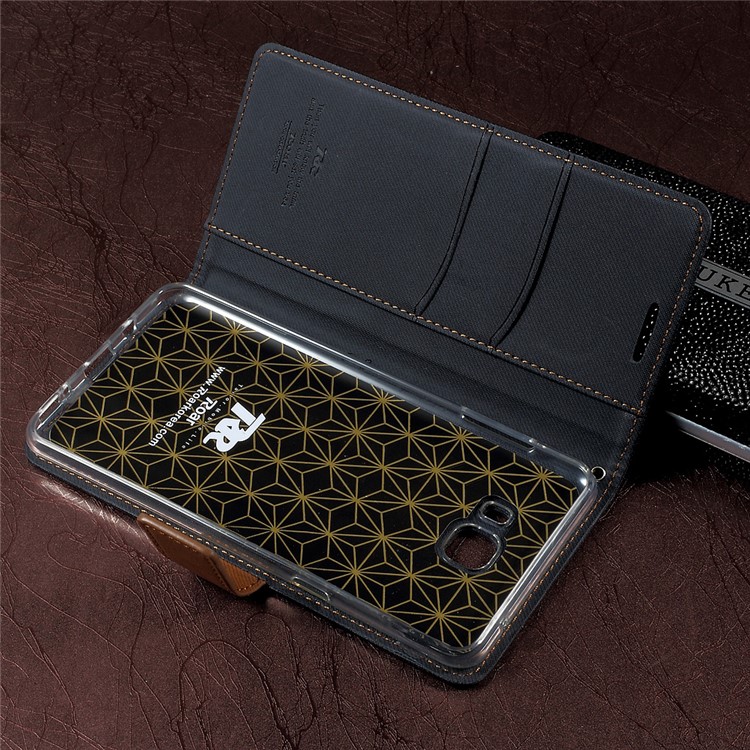 ROAR KOREA Twill Grain PU Leather Wallet Phone Case for Samsung Galaxy C9 Pro - Black-6