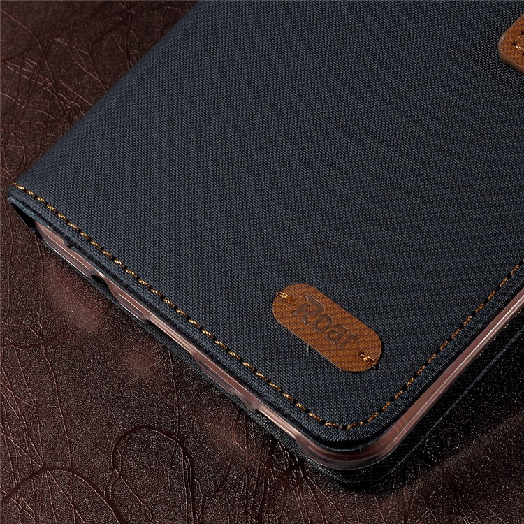 ROAR KOREA Twill Grain PU Leather Wallet Phone Case for Samsung Galaxy C9 Pro - Black-7