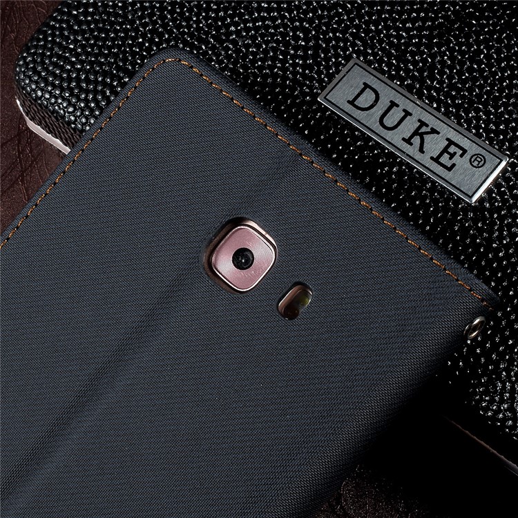 ROAR KOREA Twill Grain PU Leather Wallet Phone Case for Samsung Galaxy C9 Pro - Black-9