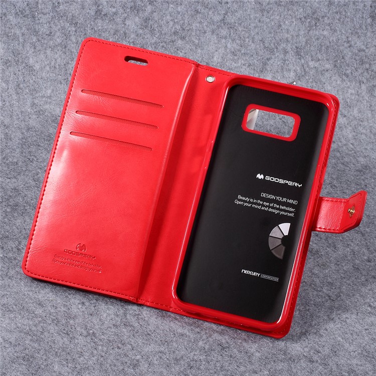 MERCURY GOOSPERY Mansoor Leather Wallet Diary Phone Shell for Samsung Galaxy S8 Plus - Red-4