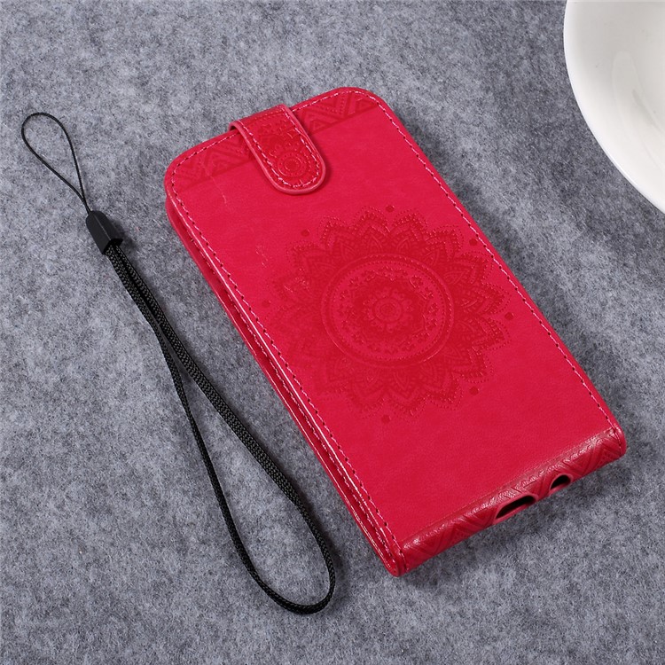 

For Samsung Galaxy A5 A500F (2014) Mandala Flower Leather Vertical Flip Case with Strap - Rose