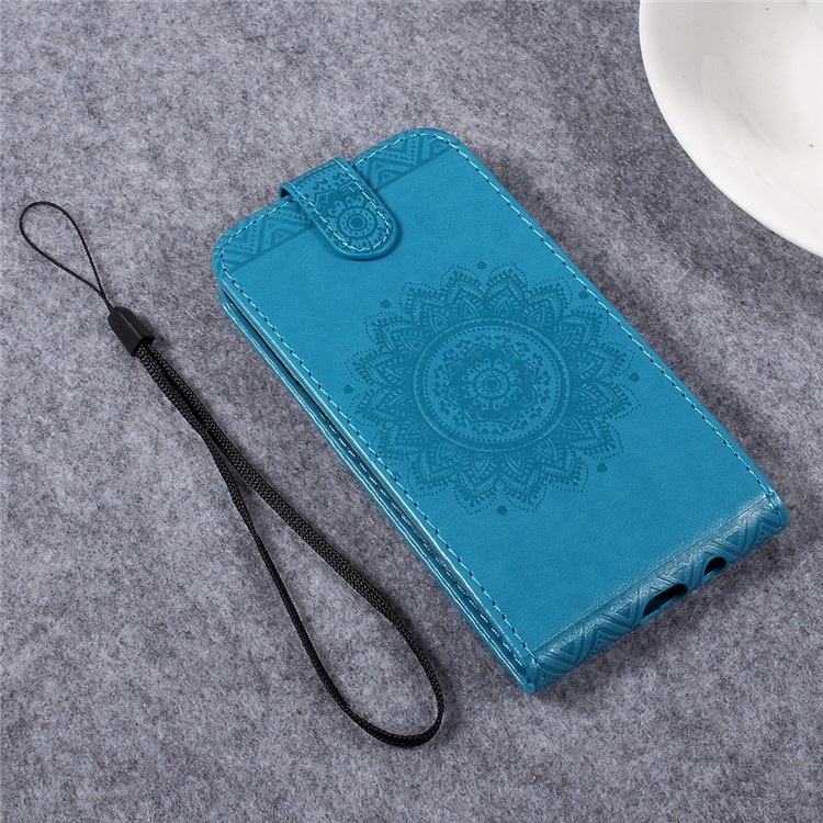 

For Samsung Galaxy A5 A500F (2014) Mandala Flower Vertical Flip Leather Shell Cover with Lanyard - Blue