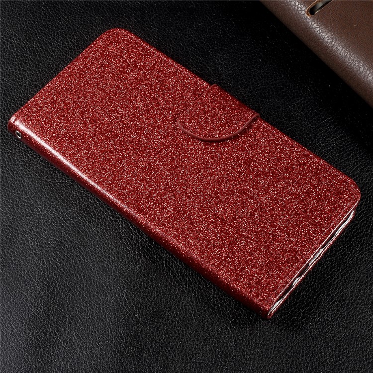 Flash Powder Leather Wallet Stand Cell Phone Case for Samsung Galaxy S8+ SM-G955 - Red-3