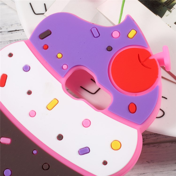 3D Cherry Ice Cream Silicone Mobile Phone Case for Samsung Galaxy A3 (2017) - Rose-3