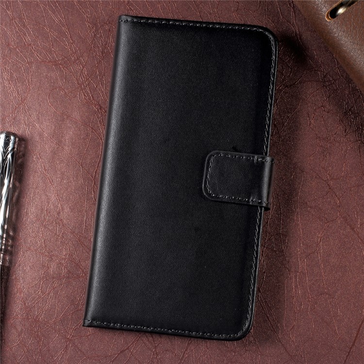Genuine Split Leather Wallet Stand Phone Case for Samsung Galaxy J7 (2017) - Black-3