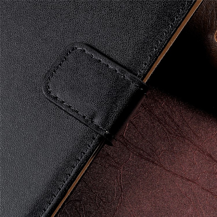 Genuine Split Leather Wallet Stand Phone Case for Samsung Galaxy J7 (2017) - Black-5