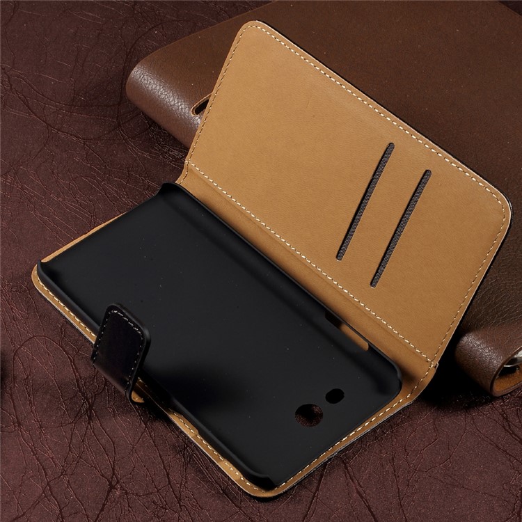 Genuine Split Leather Wallet Stand Phone Case for Samsung Galaxy J7 (2017) - Black-7