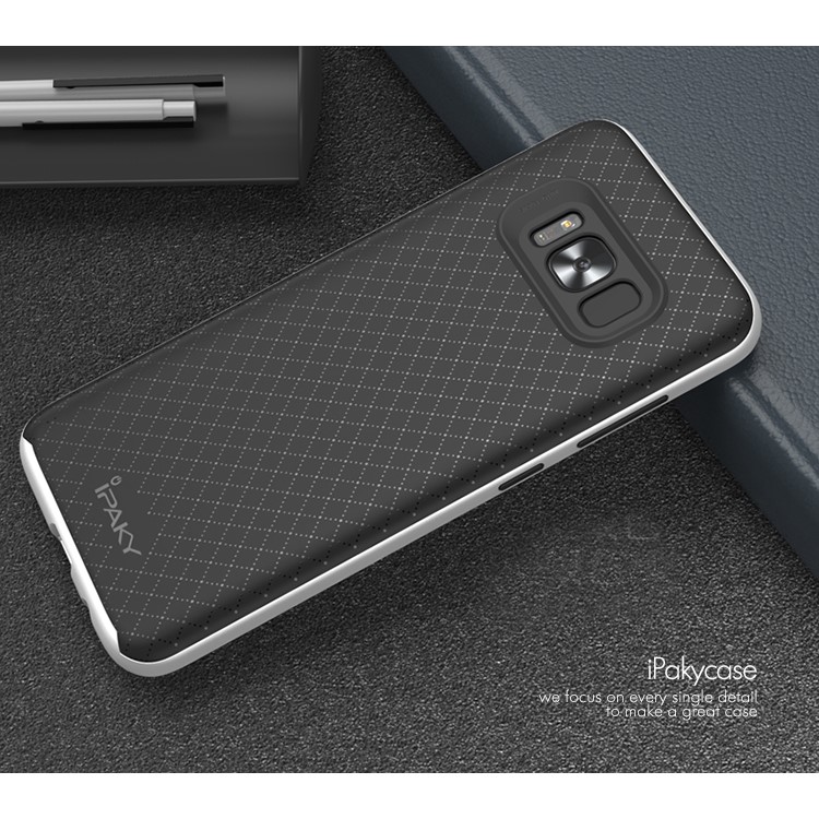 IPAKY for Samsung Galaxy S8 G950 2-Piece Hybrid PC Bumper + TPU Phone Case Cover - Silver-2