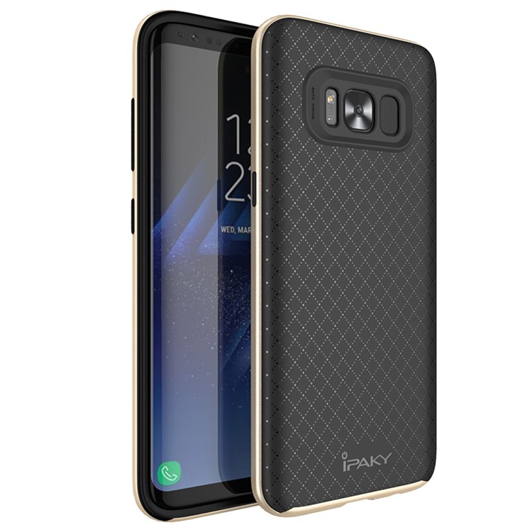 

IPAKY 2-Piece PC Bumper Rim + TPU Hybrid Mobile Casing for Samsung Galaxy S8 G950 - Gold, Galaxy S8