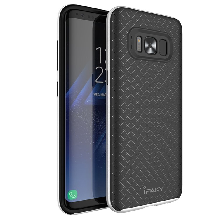 IPAKY 2-in-1 PC Frame + TPU Hybrid Case for Samsung Galaxy S8 Plus G955 - Silver-1