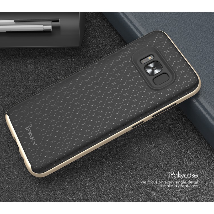 IPAKY 2-Piece PC Bumper + TPU Mobile Phone Cover for Samsung Galaxy S8 Plus G955 - Gold-2