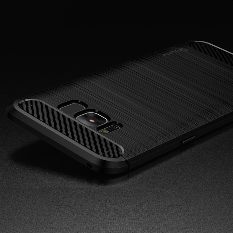 IPAKY for Samsung Galaxy S8 G950 Brushed TPU Case Cover with Carbon Fiber Decorated - Black-2