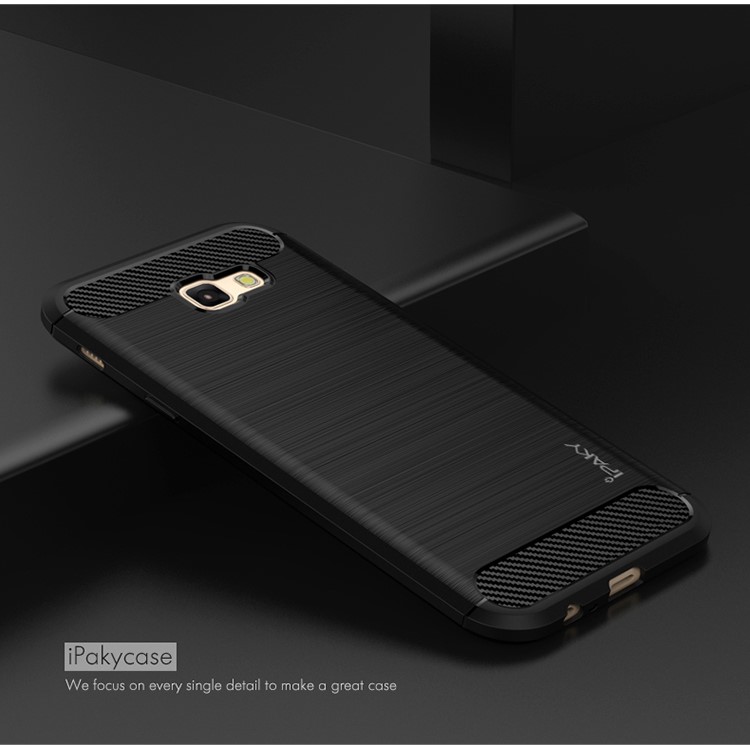 IPAKY for Samsung Galaxy A3 (2017) Brushed TPU Back Case with Carbon Fiber Decorated - Black-2