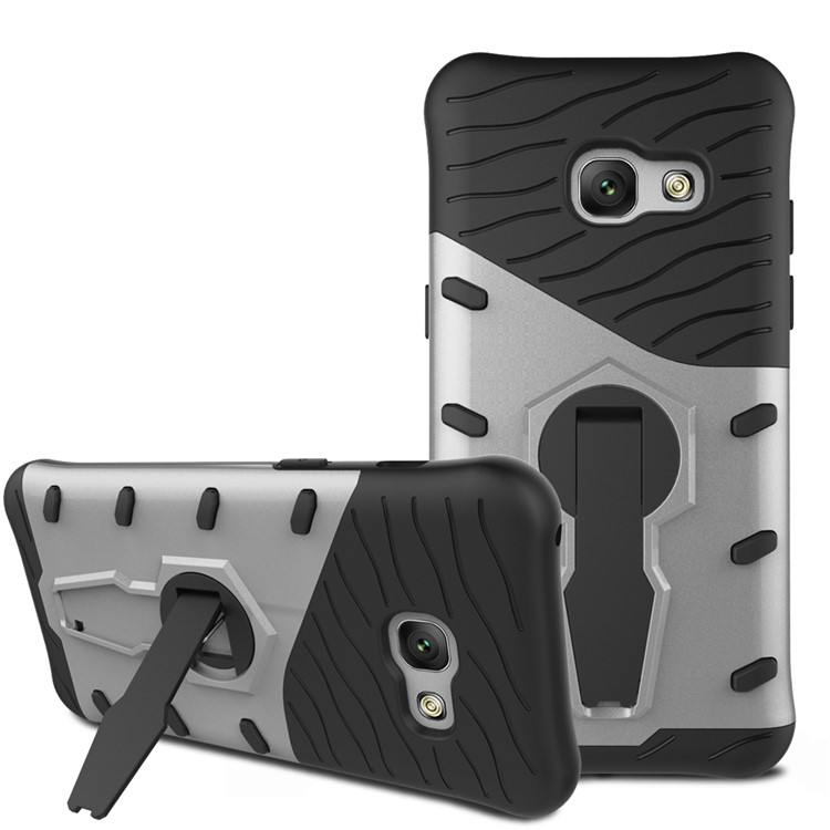 360-Degree Rotary Kickstand Armor PC + TPU Combo Case for Samsung Galaxy A3 (2017) - Silver-2