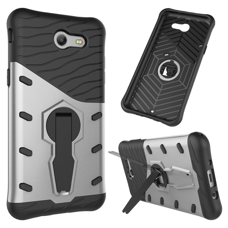 360-Degree Rotary Kickstand PC + TPU Combo Case for Samsung Galaxy J3 Emerge/J3 Prime/J3 (2017) - Silver-1