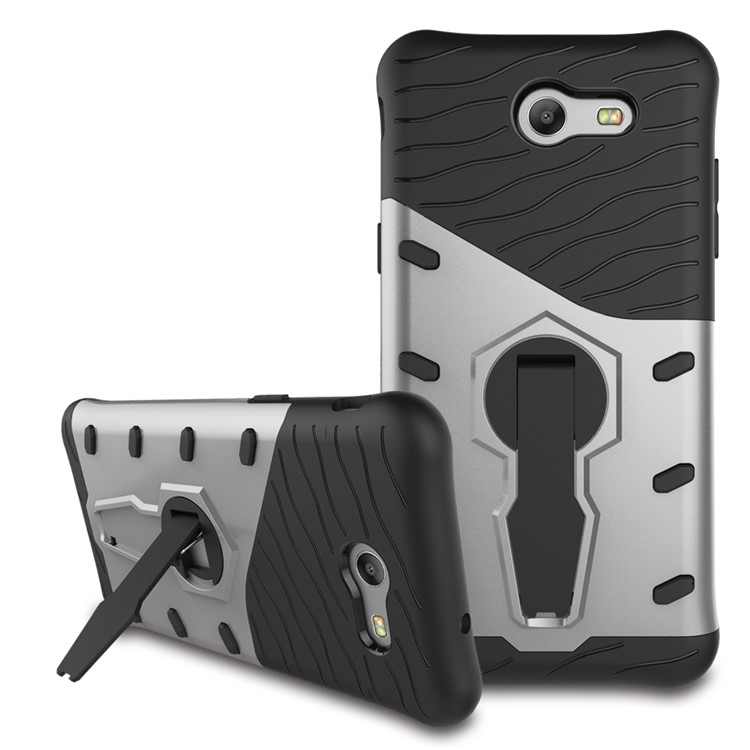 360-Degree Rotary Kickstand PC + TPU Combo Case for Samsung Galaxy J3 Emerge/J3 Prime/J3 (2017) - Silver-2
