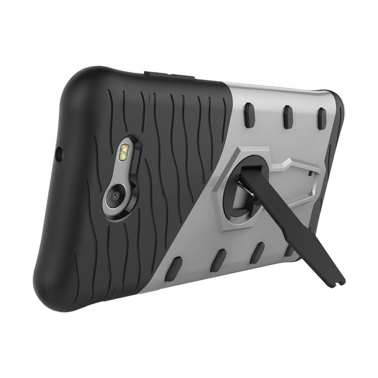 360-Degree Rotary Kickstand PC + TPU Combo Case for Samsung Galaxy J3 Emerge/J3 Prime/J3 (2017) - Silver-7