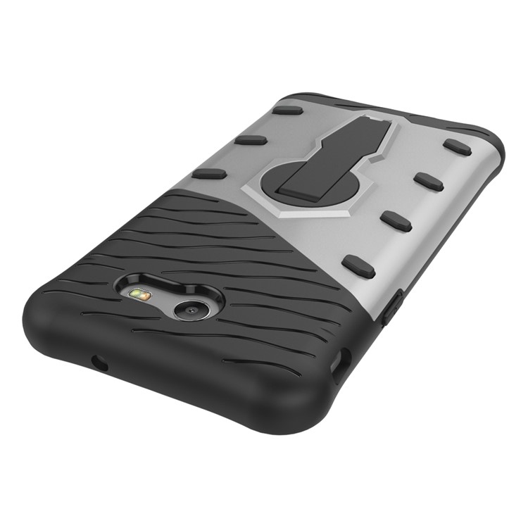 360-Degree Rotary Kickstand PC + TPU Combo Case for Samsung Galaxy J3 Emerge/J3 Prime/J3 (2017) - Silver-9